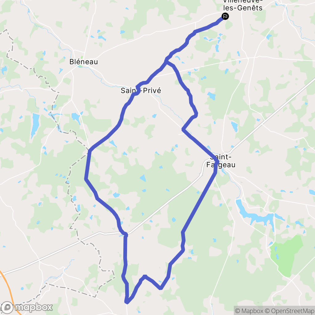 Villeneuve-les-Genêts : carte du parcours de randonnée - France