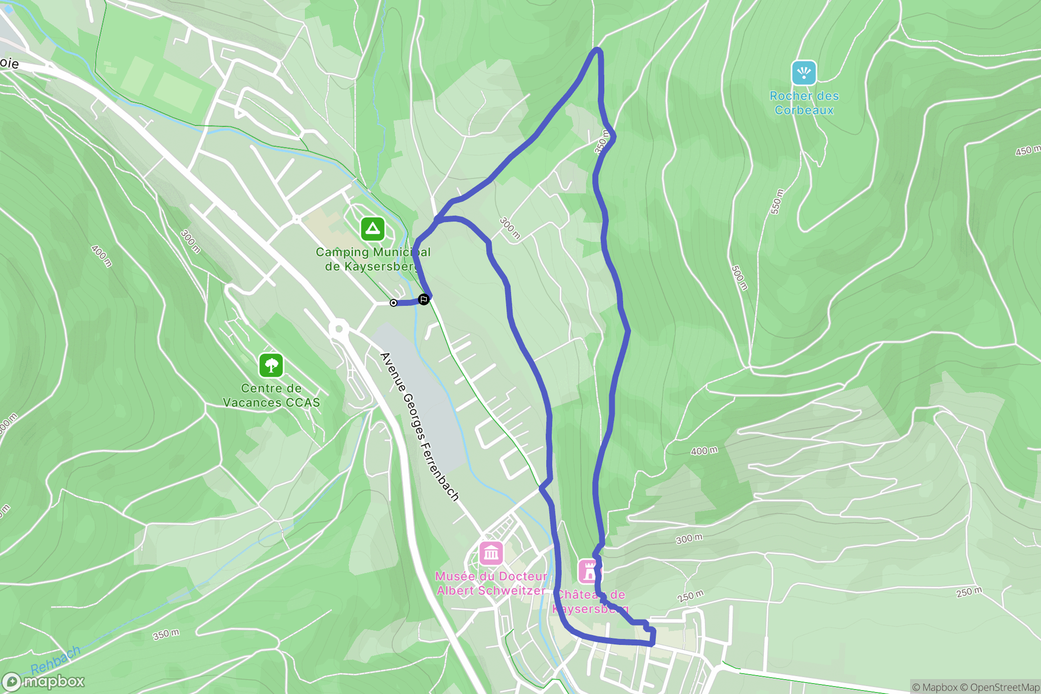 Kaysersberg : carte du parcours de randonnée - France
