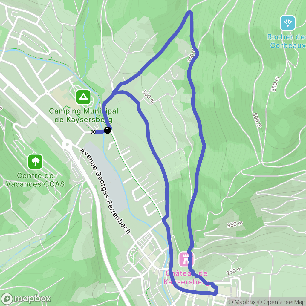 Kaysersberg : carte du parcours de randonnée - France