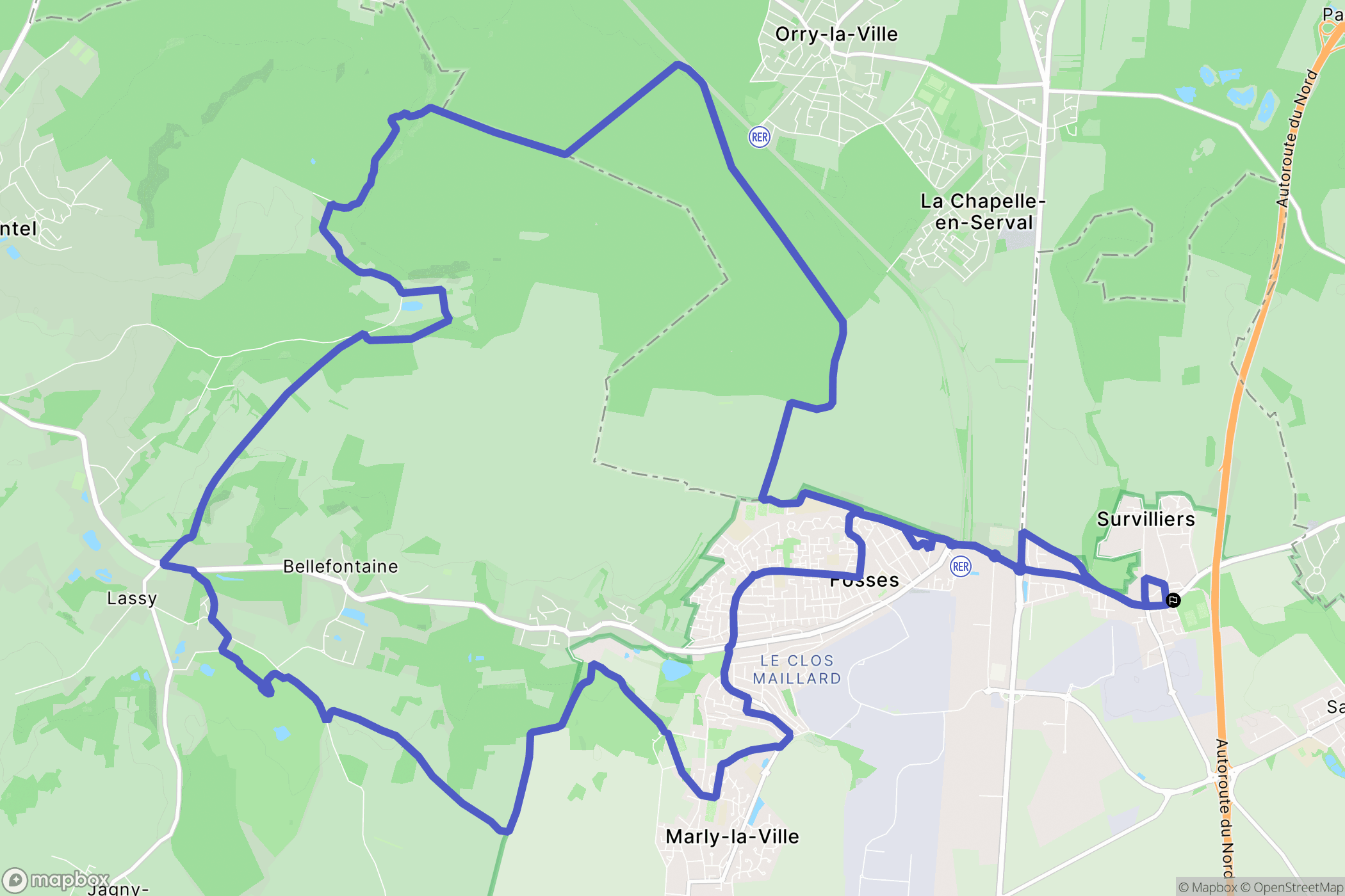 Survilliers. : carte du parcours de randonnée - France