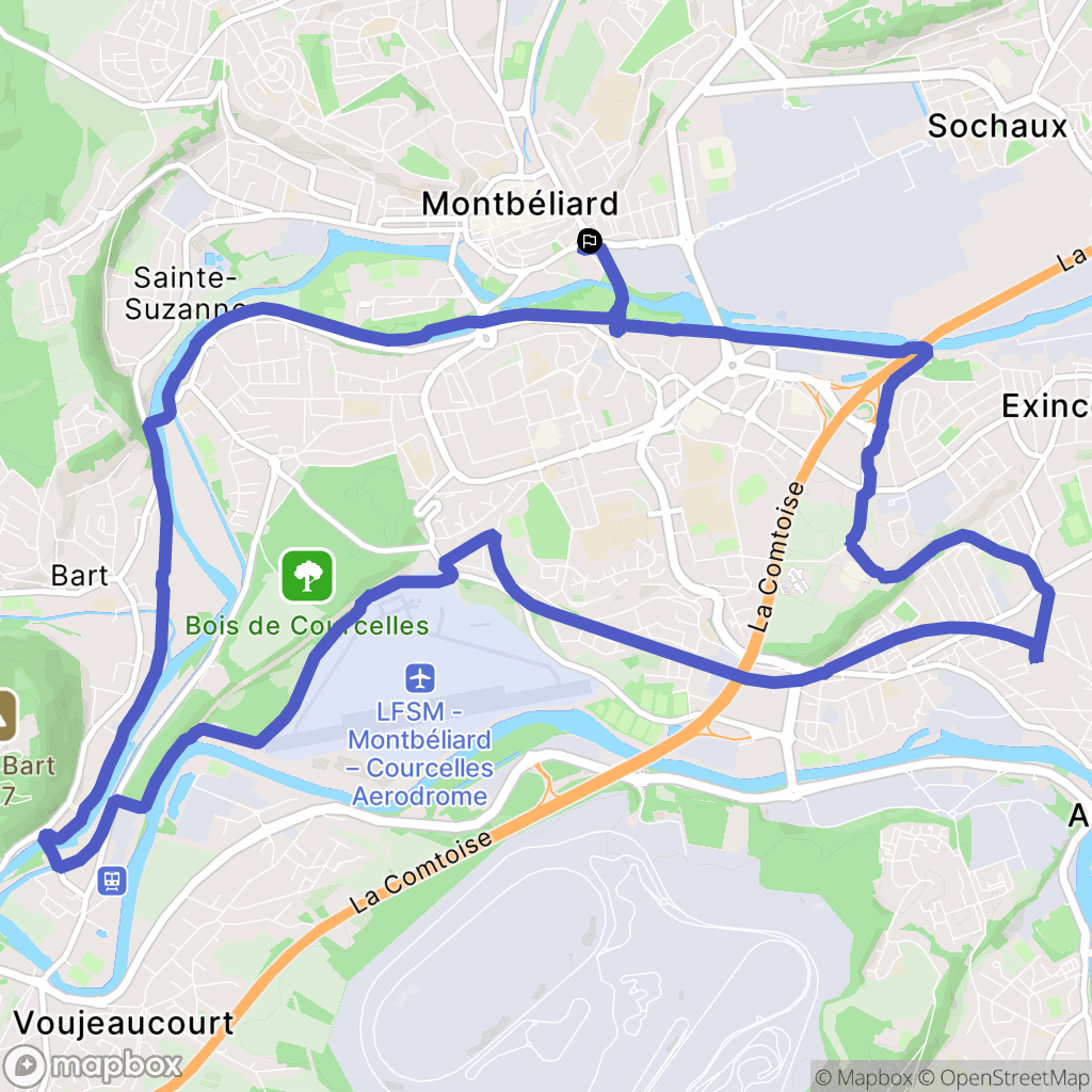 Montbéliard : carte du parcours de randonnée - France