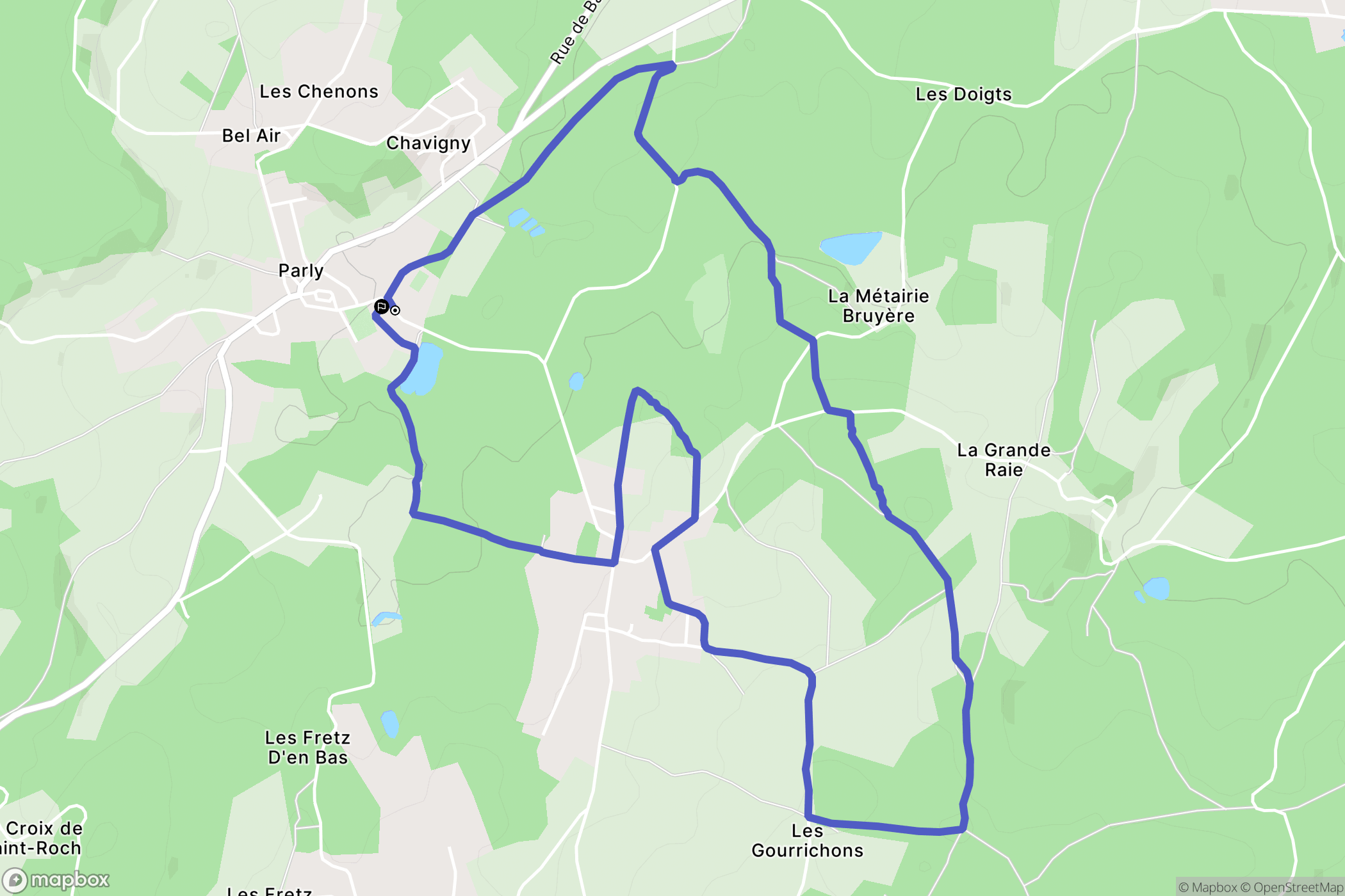 Parly : carte du parcours de randonnée - France