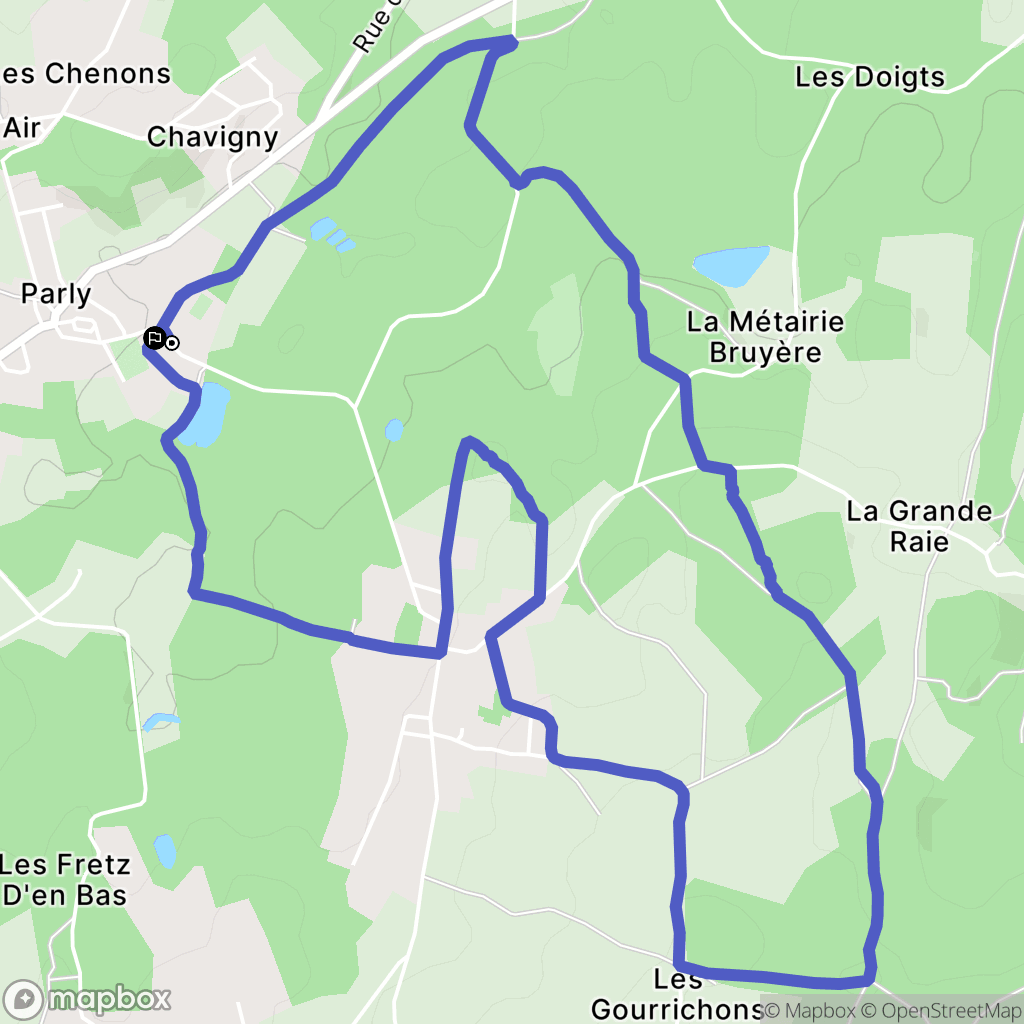 Parly : carte du parcours de randonnée - France
