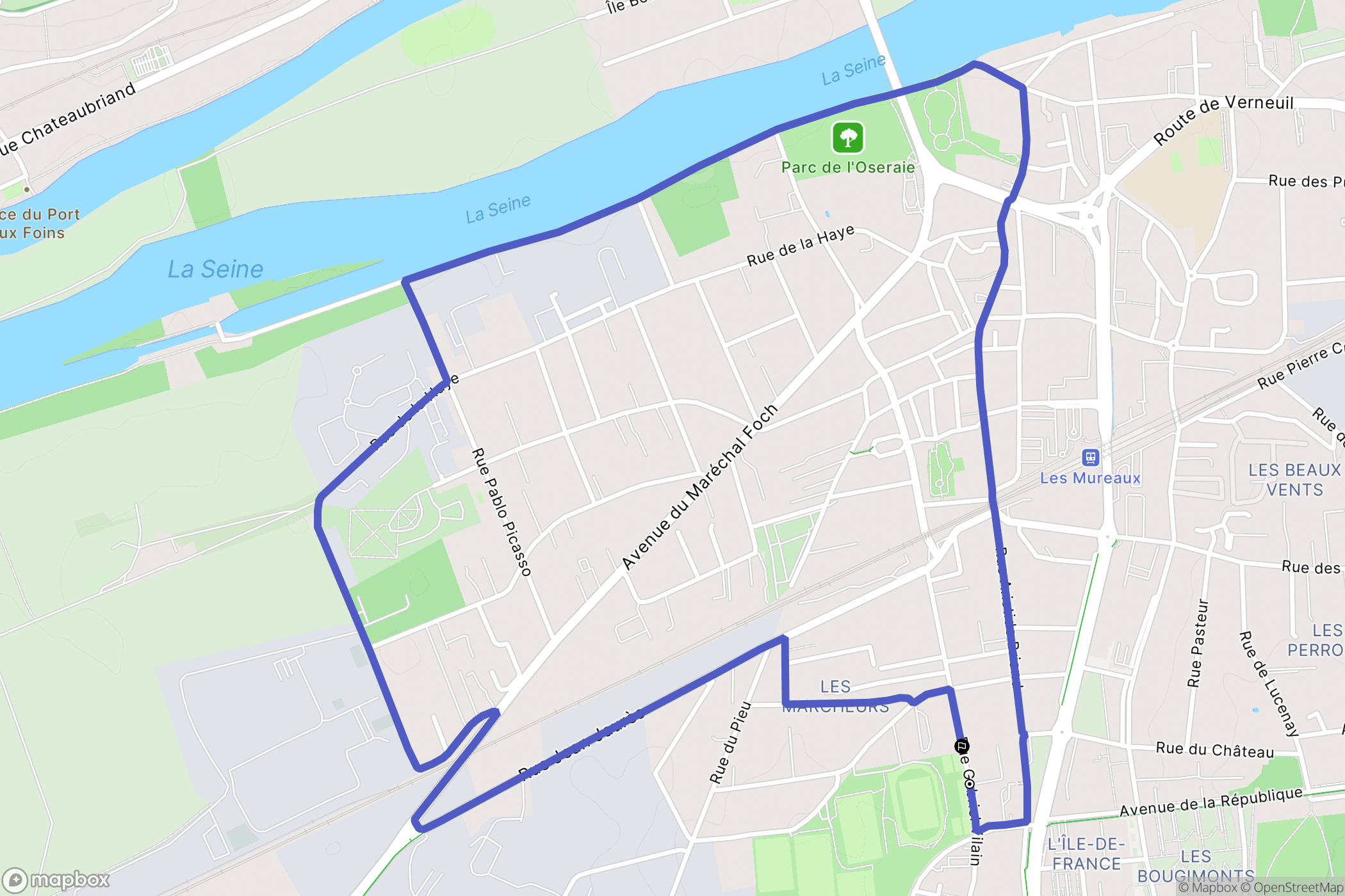 Les Mureaux : carte du parcours de randonnée - France