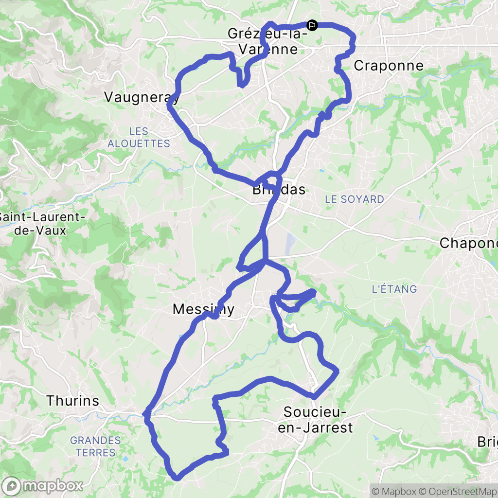 Grézieu-la-Varenne : carte du parcours de randonnée - France