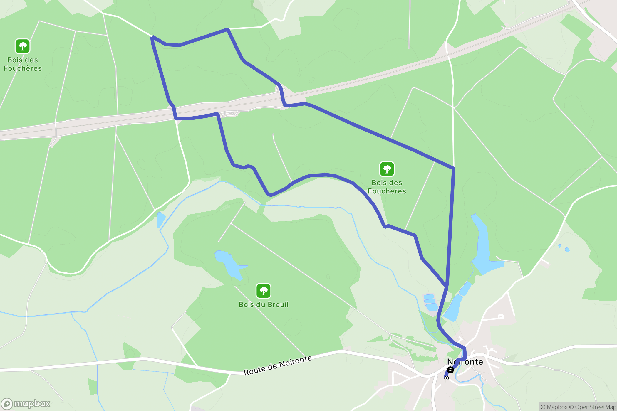 Noironte : carte du parcours de randonnée - France
