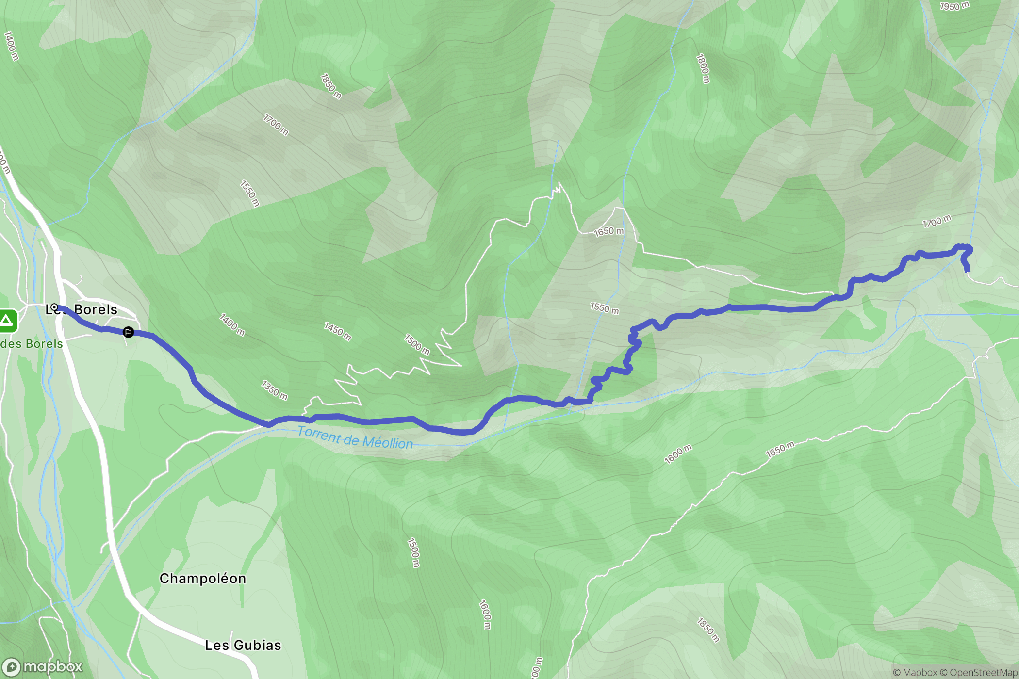 Champoléon : carte du parcours de randonnée - France