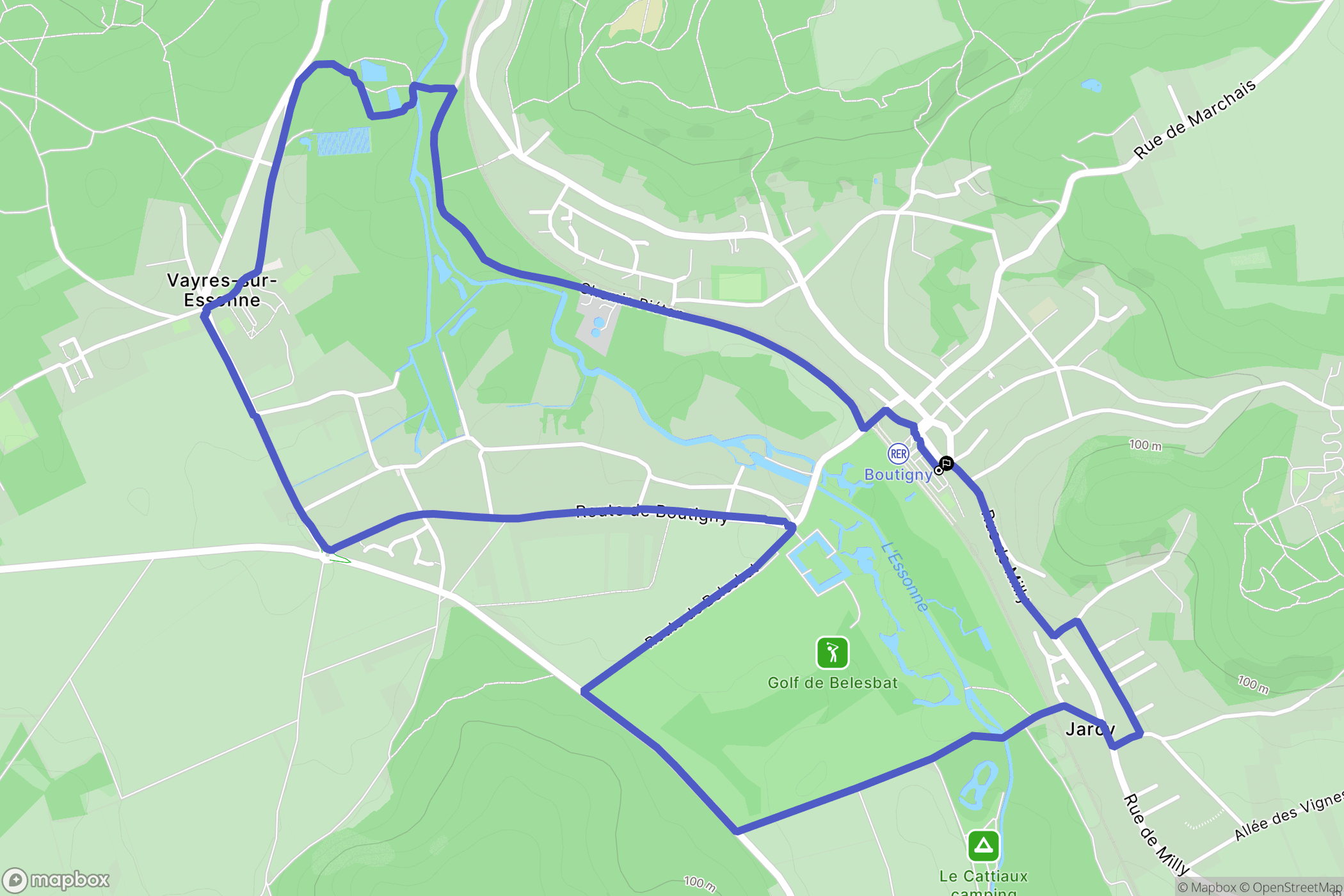 Boutigny-sur-Essonne : carte du parcours de randonnée - France