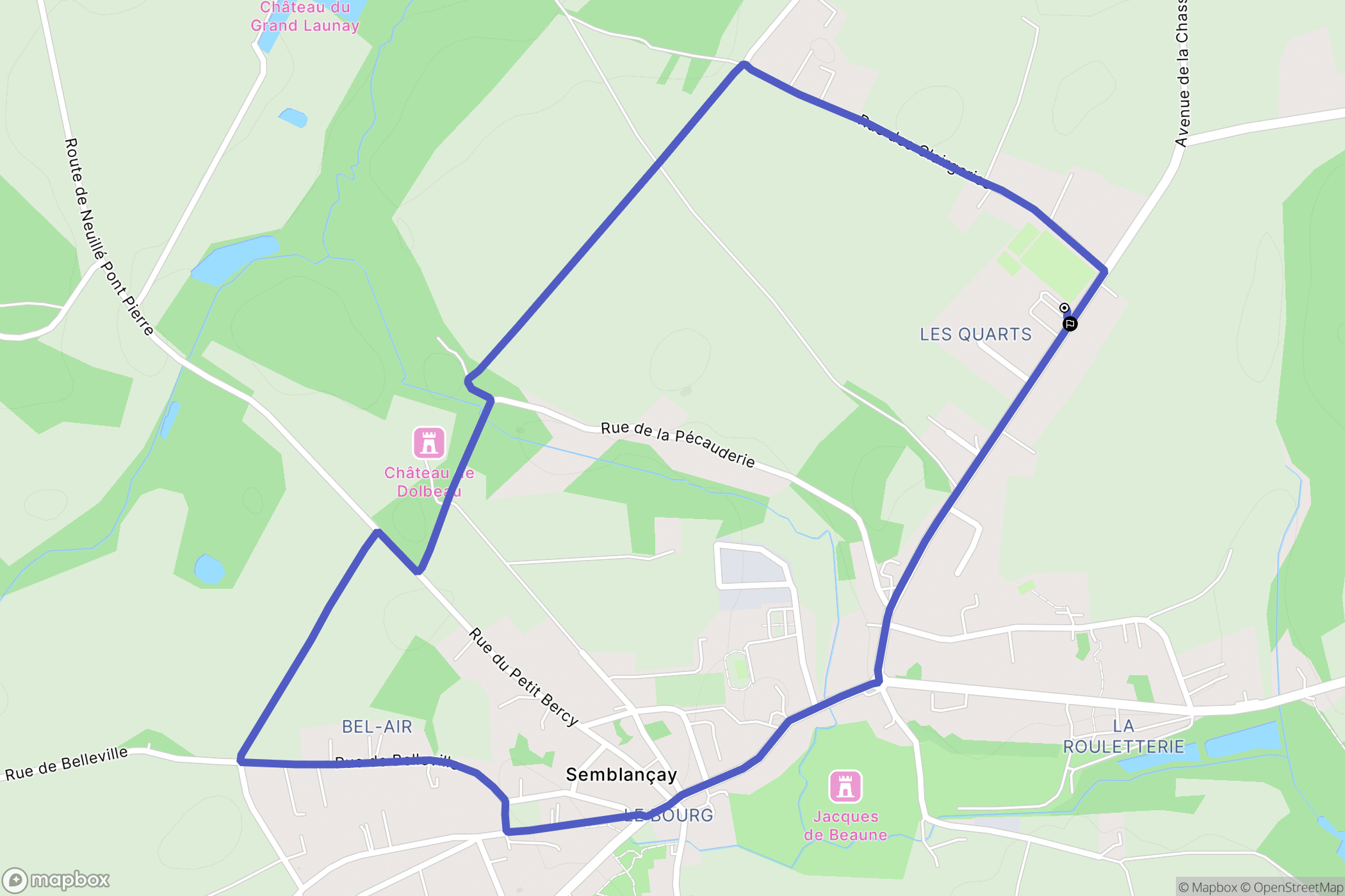 Semblançay : carte du parcours de randonnée - France
