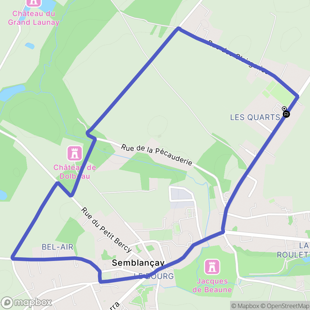Semblançay : carte du parcours de randonnée - France