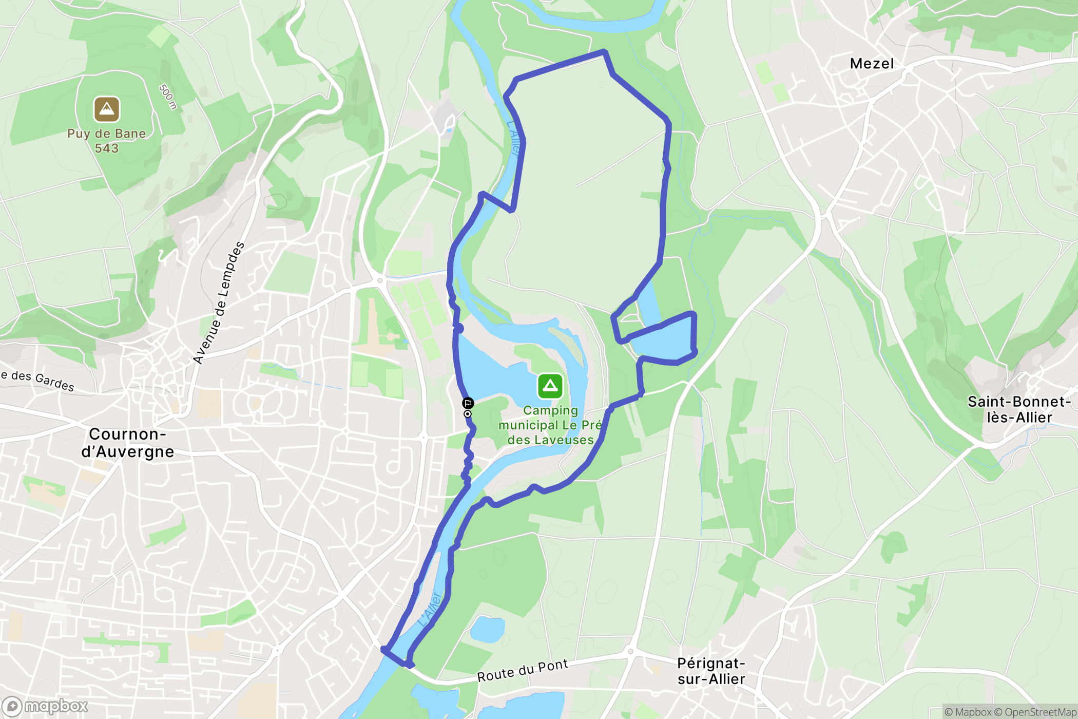 Cournon-d'Auvergne : carte du parcours de randonnée - France