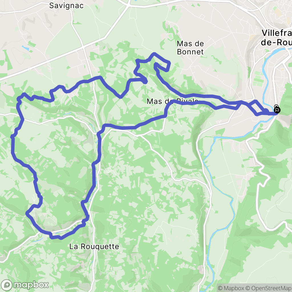 Villefranche-de-Rouergue : carte du parcours de randonnée - France