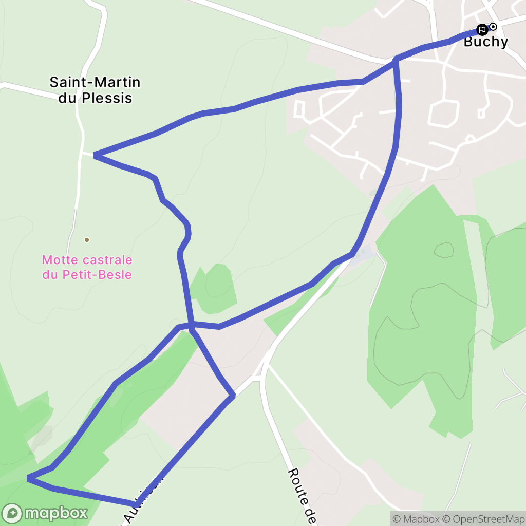 Buchy : carte du parcours de randonnée - France