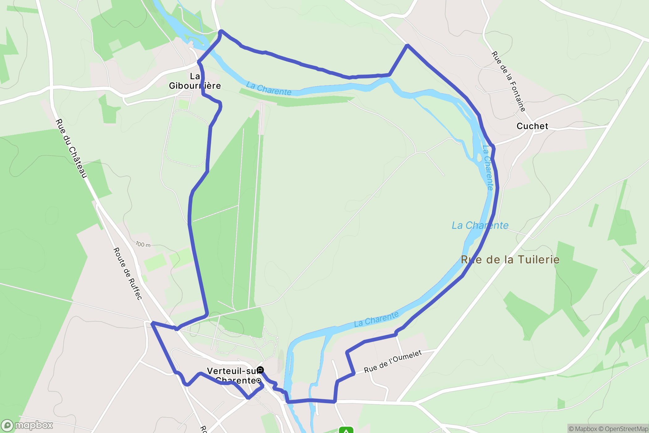 Verteuil-sur-Charente : carte du parcours de randonnée - France