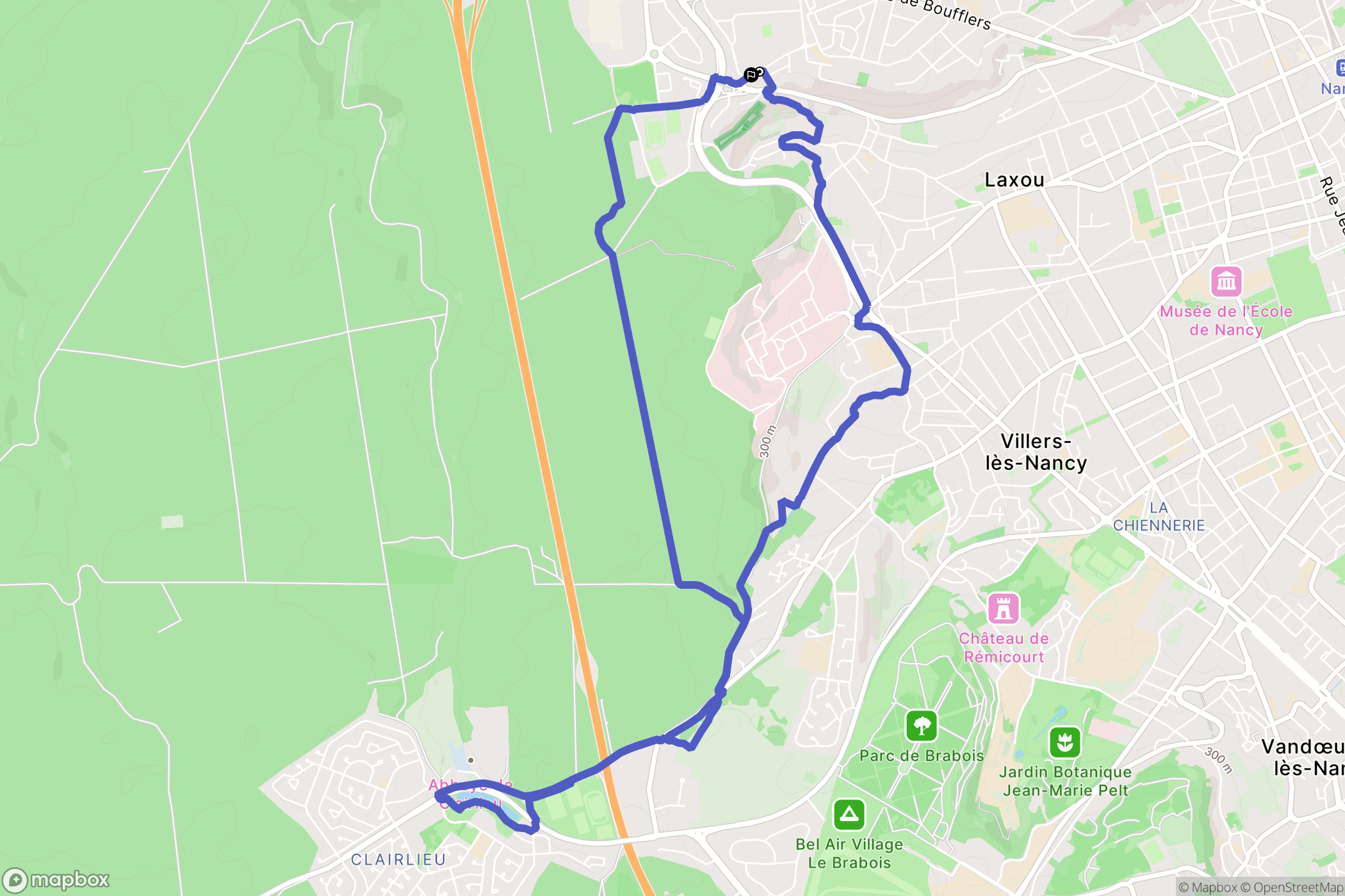 Laxou : carte du parcours de randonnée - France