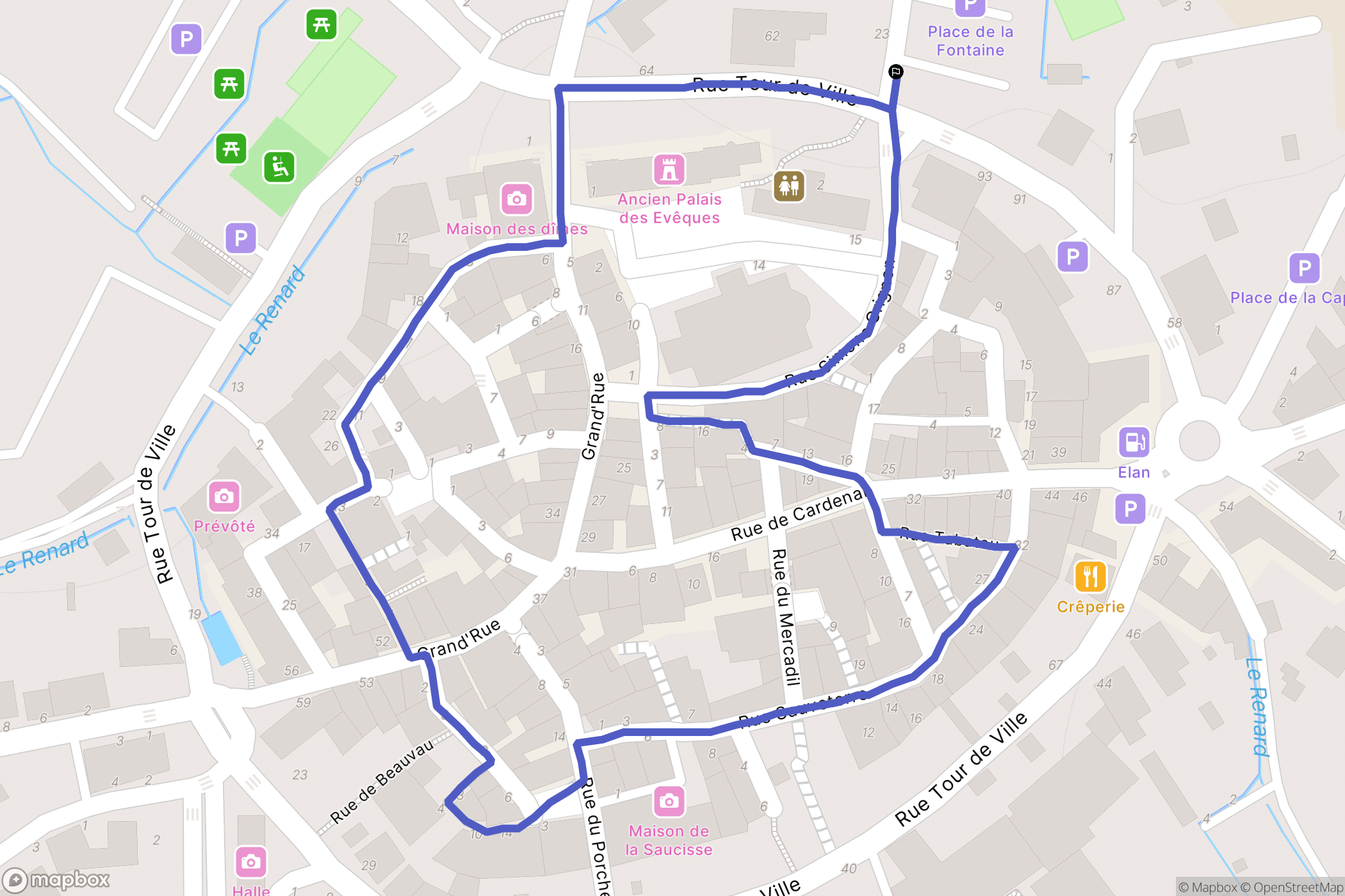 Issigeac : carte du parcours de randonnée - France
