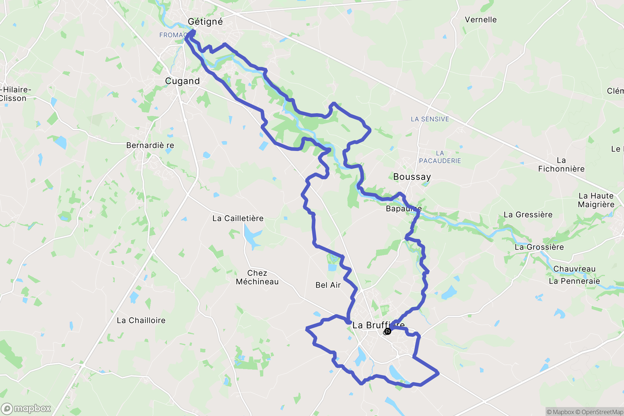 La Bruffière : carte du parcours de randonnée - France