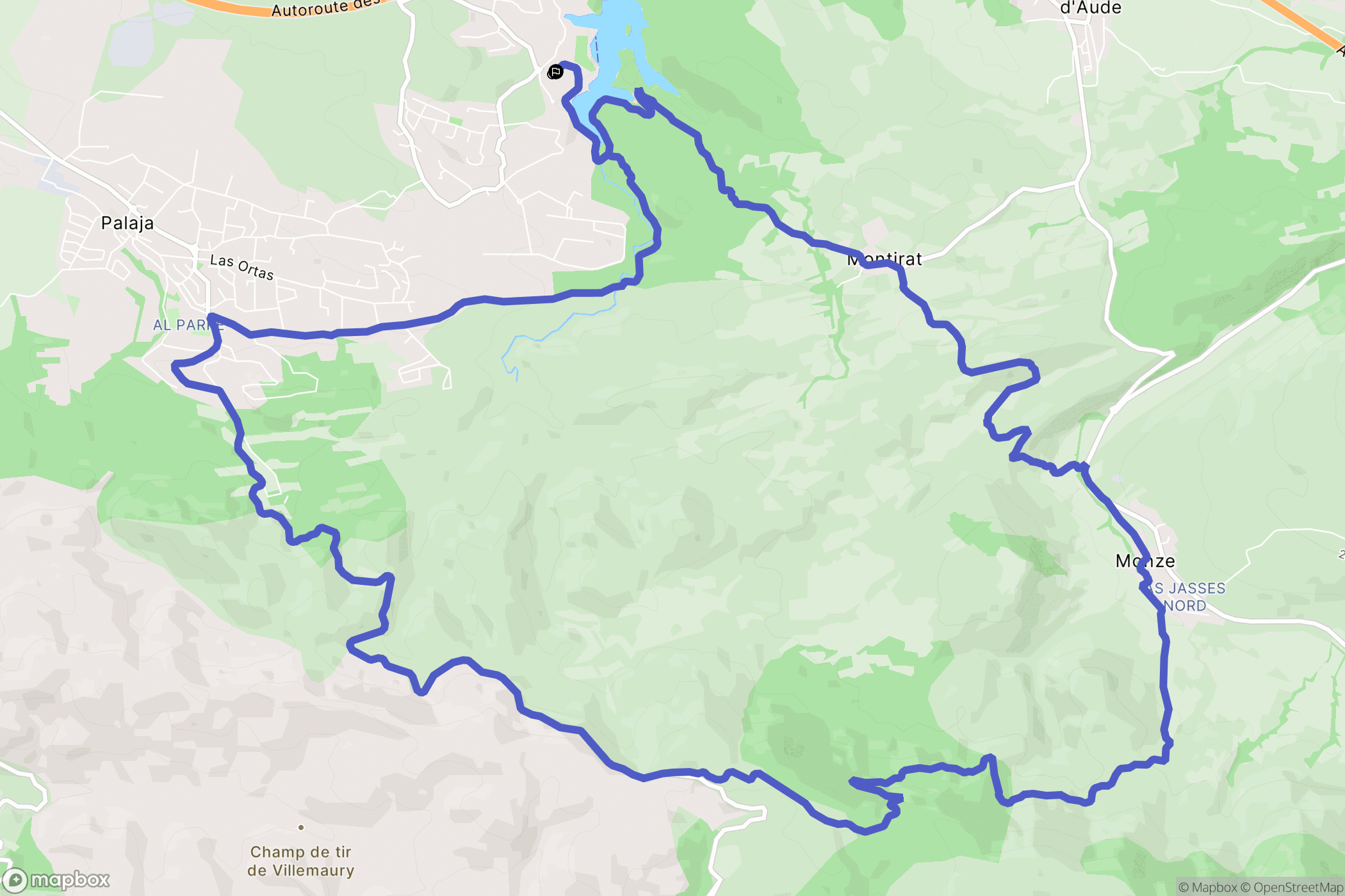 Carcassonne : carte du parcours de randonnée - France