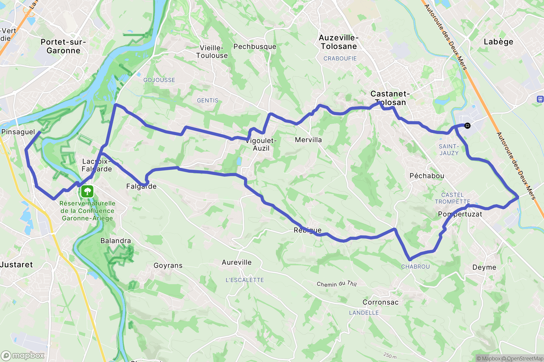 Castanet-Tolosan : carte du parcours de randonnée - France