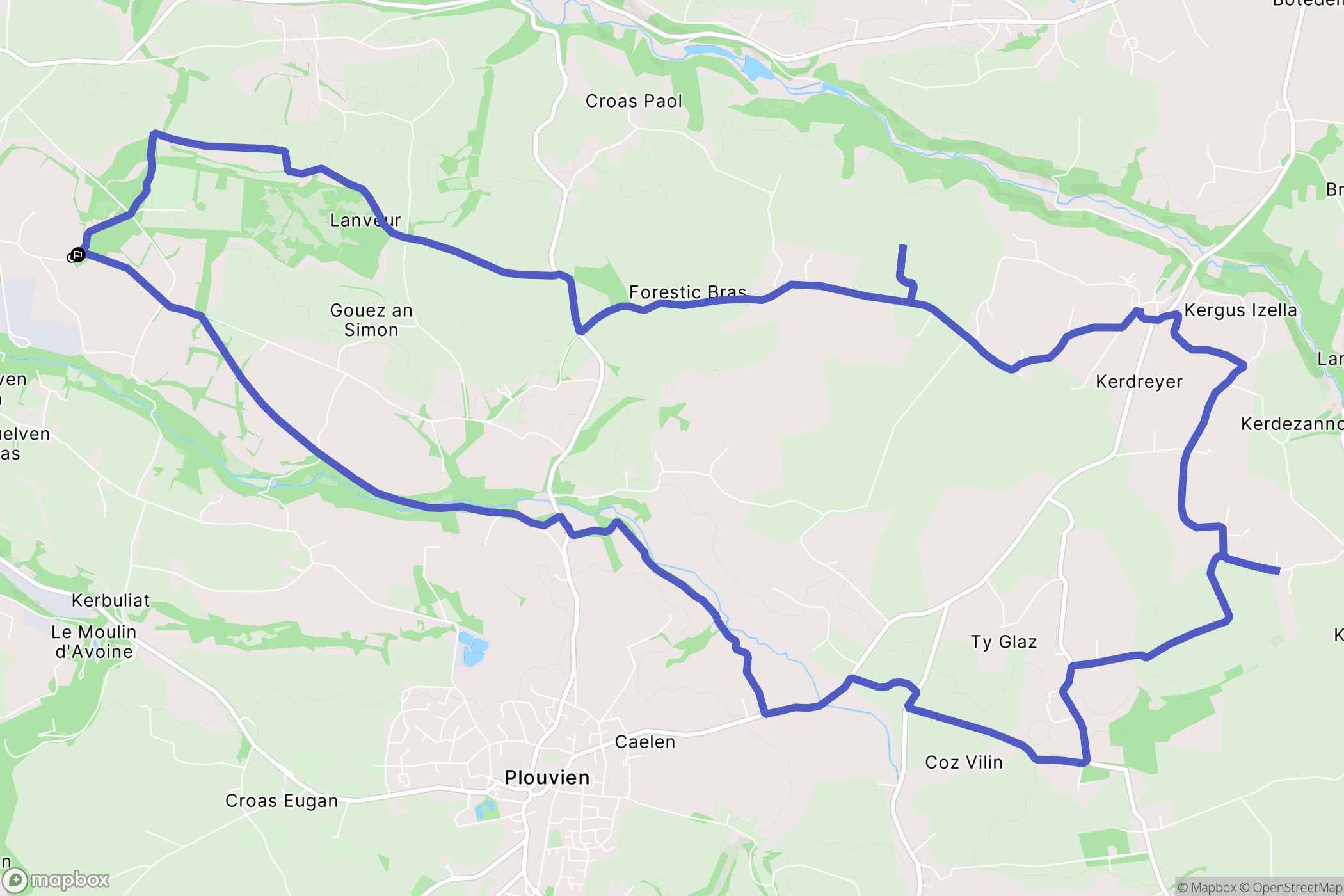 Lannilis : carte du parcours de randonnée - France