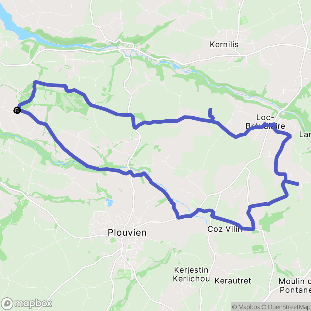 Lannilis : carte du parcours de randonnée - France
