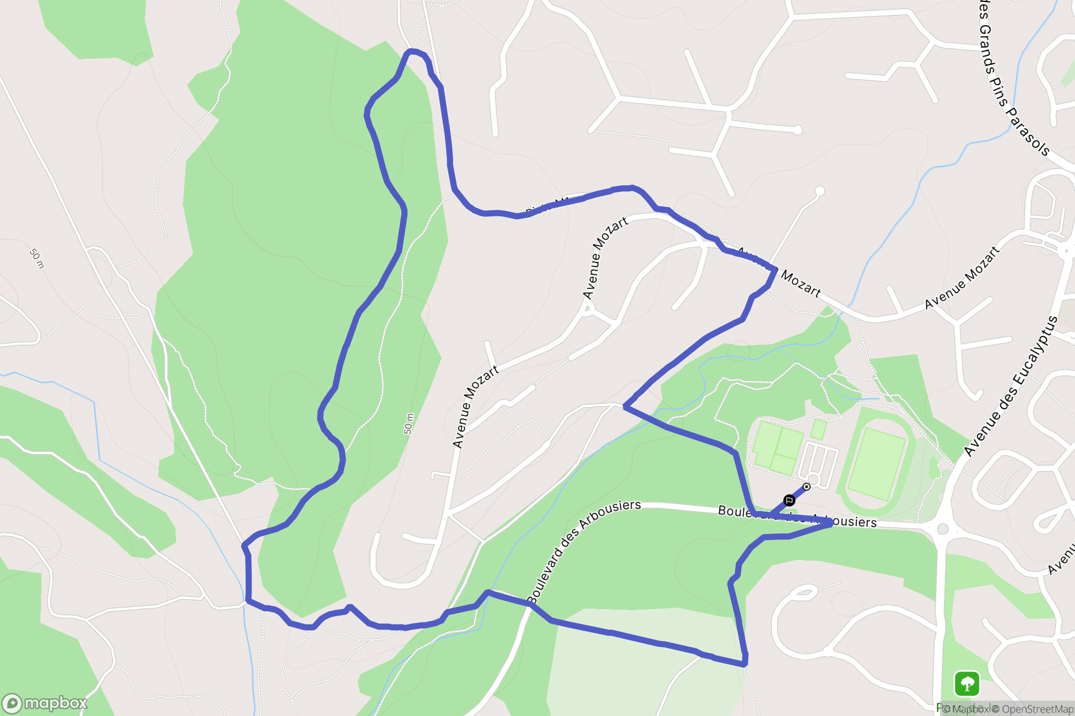 la Bouverie : carte du parcours de randonnée - France