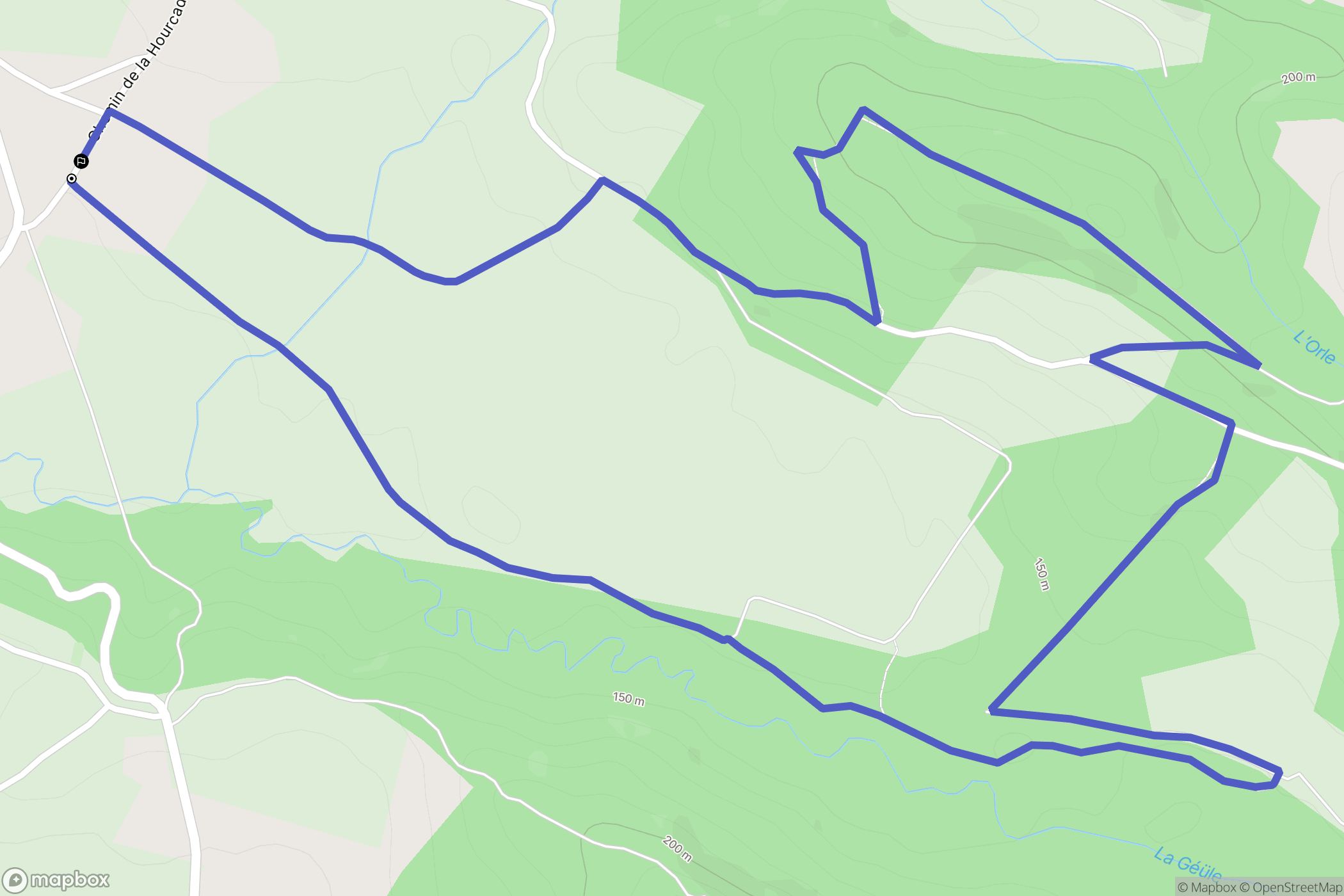 Urdès : carte du parcours de randonnée - France