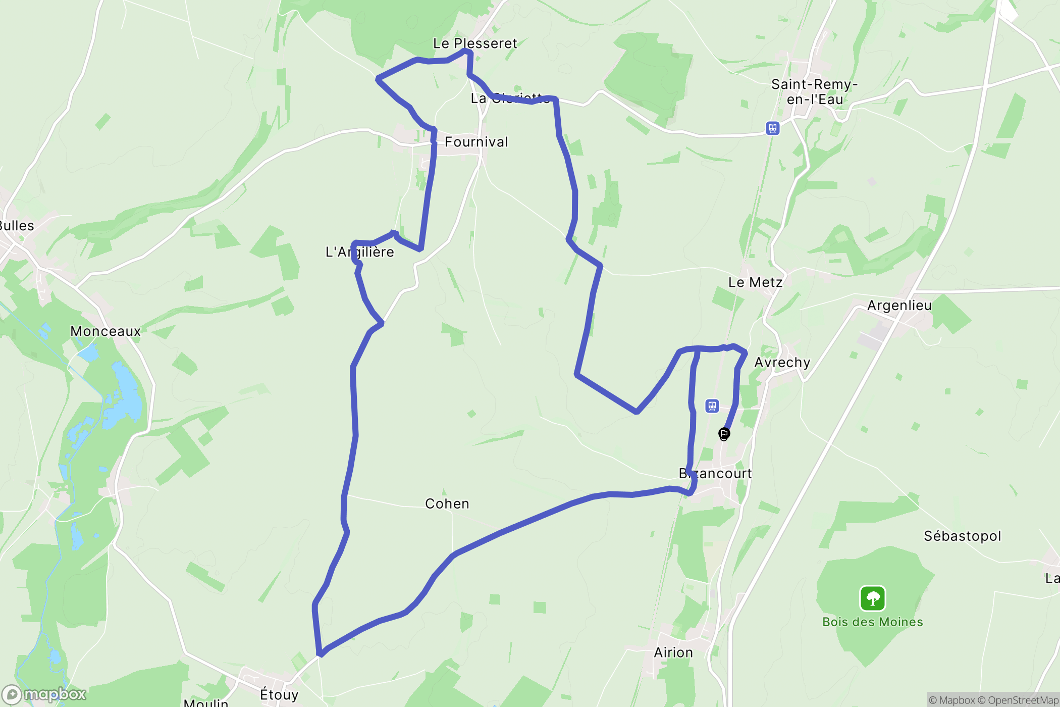 Avrechy : carte du parcours de randonnée - France