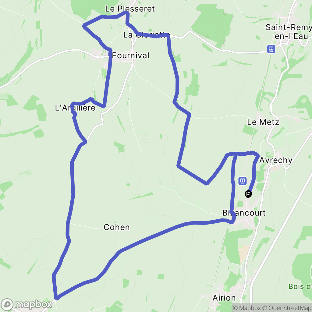 Avrechy : carte du parcours de randonnée - France