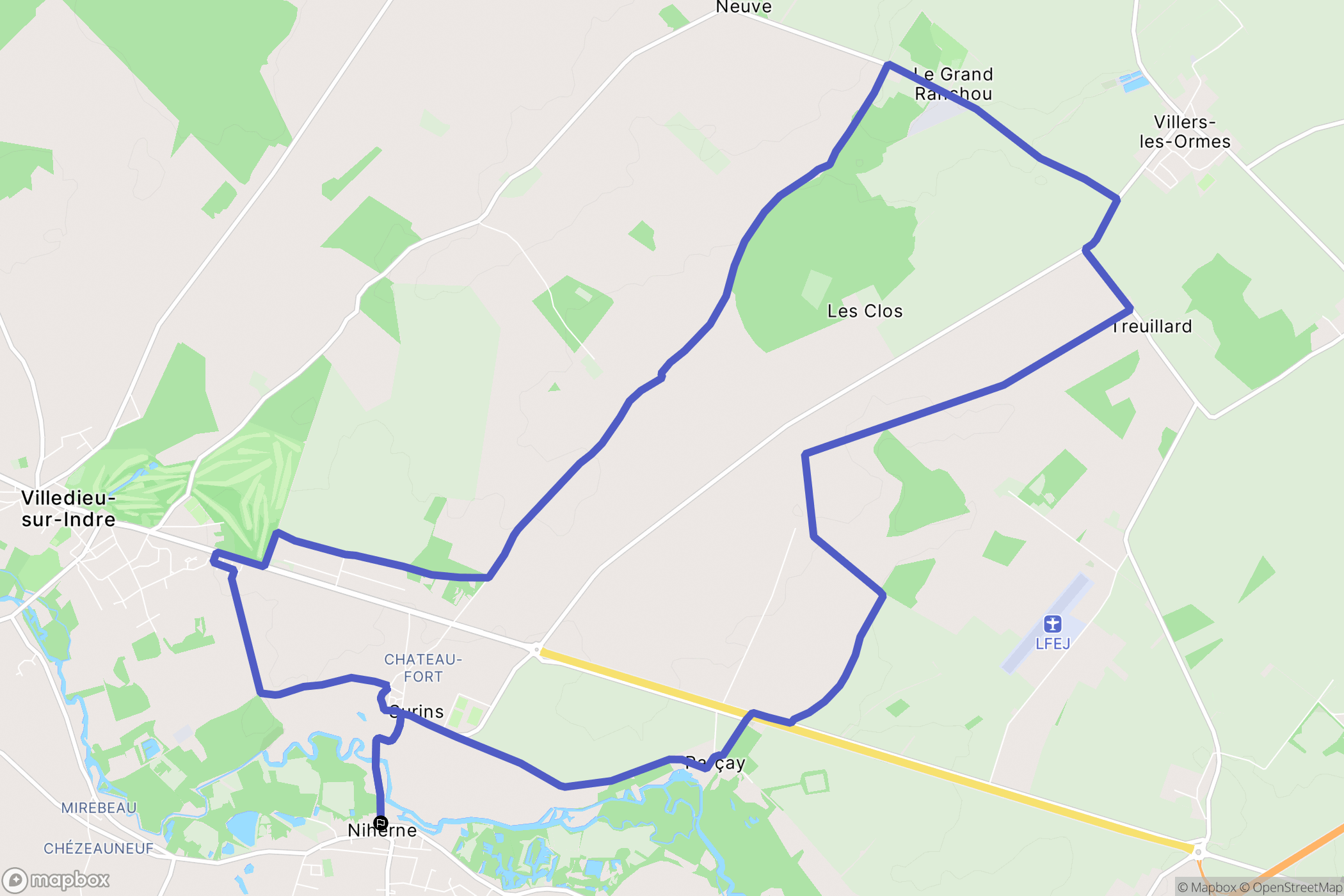 Niherne : carte du parcours de randonnée - France