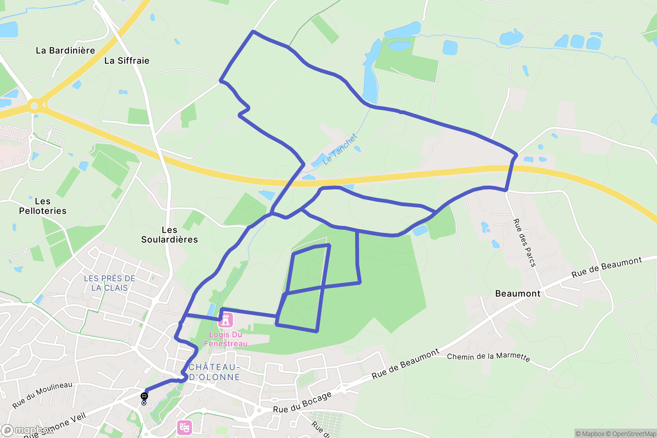 Les Sables-d'Olonne : carte du parcours de randonnée - France