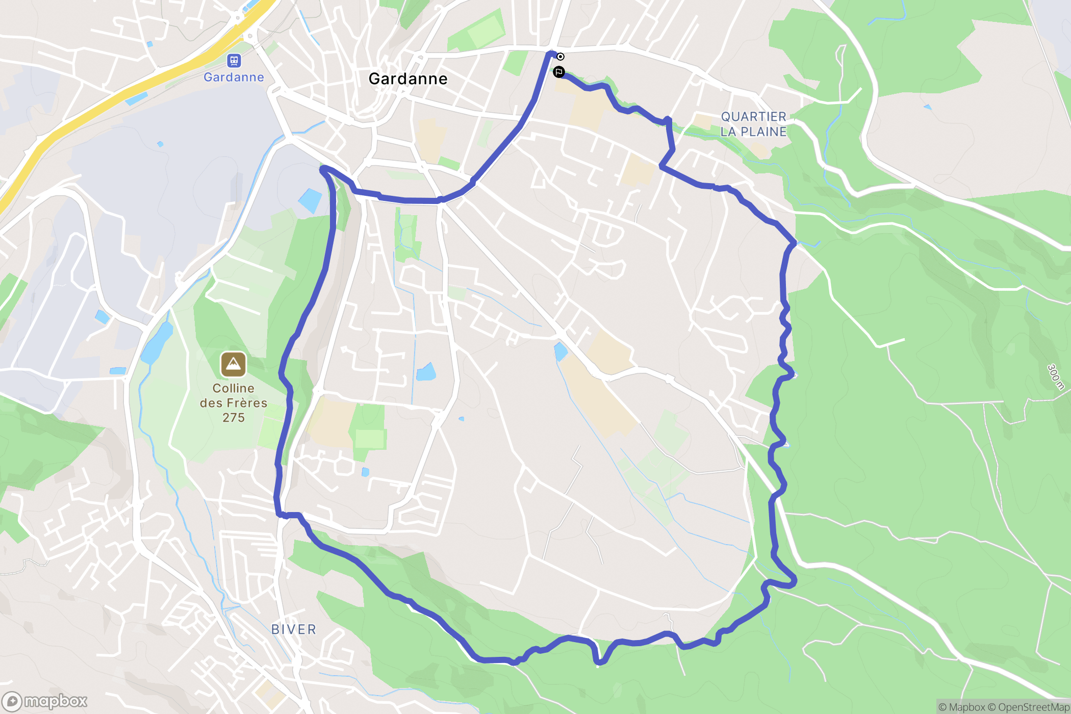 Gardanne : carte du parcours de randonnée - France