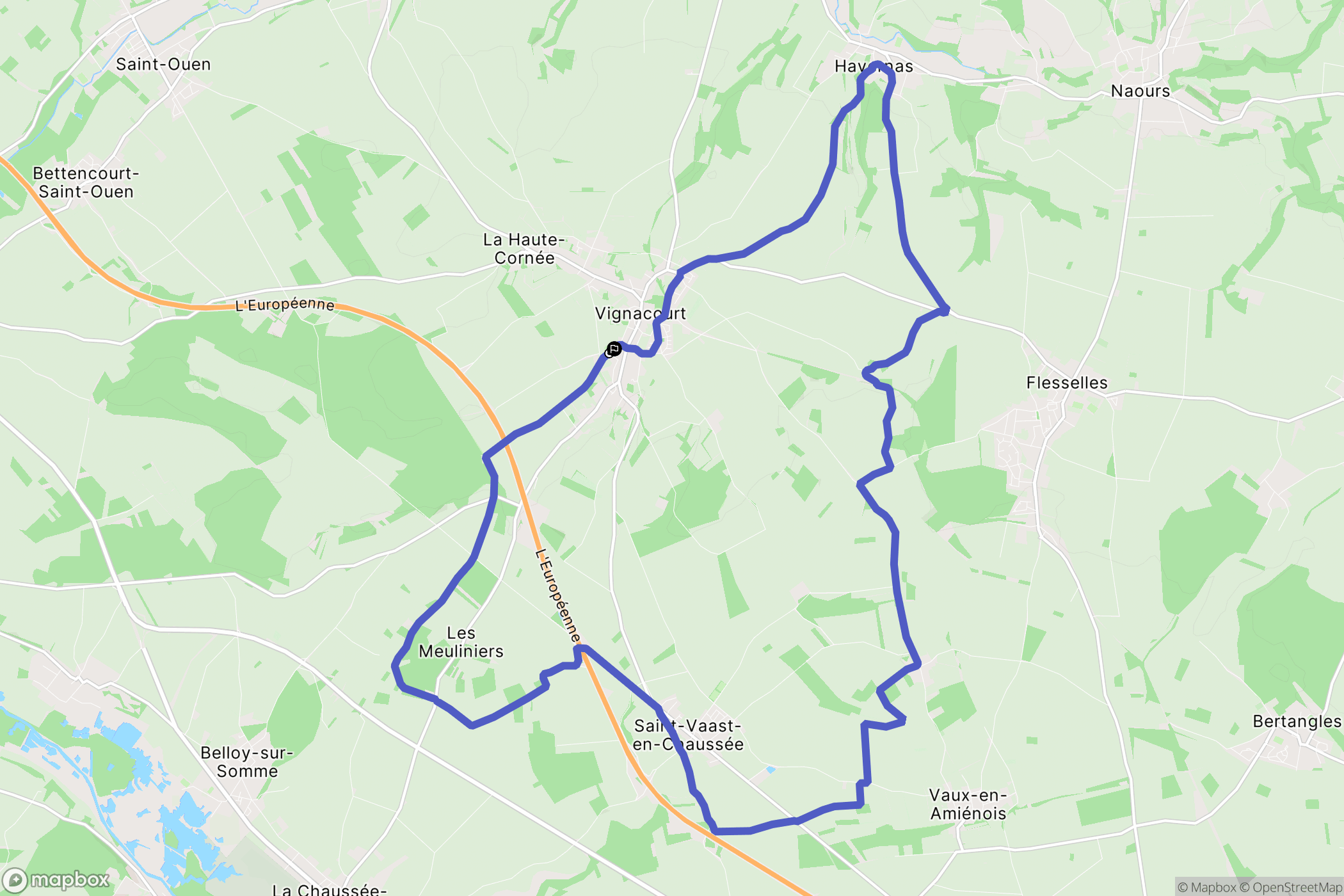 Vignacourt : carte du parcours de randonnée - France