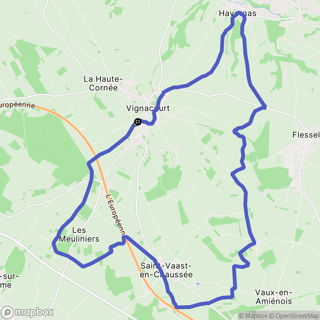 Vignacourt : carte du parcours de randonnée - France