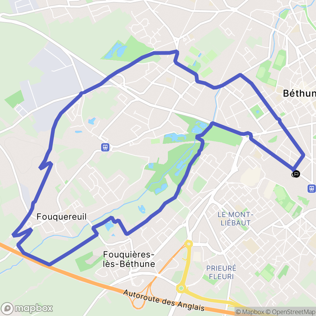 Béthune : carte du parcours de randonnée - France