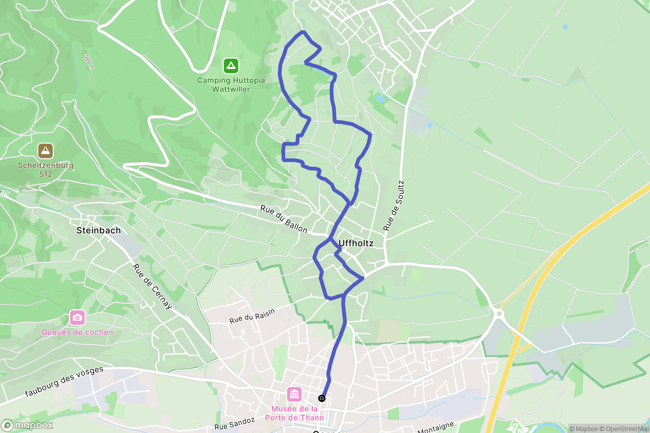 Cernay : carte du parcours de randonnée - France