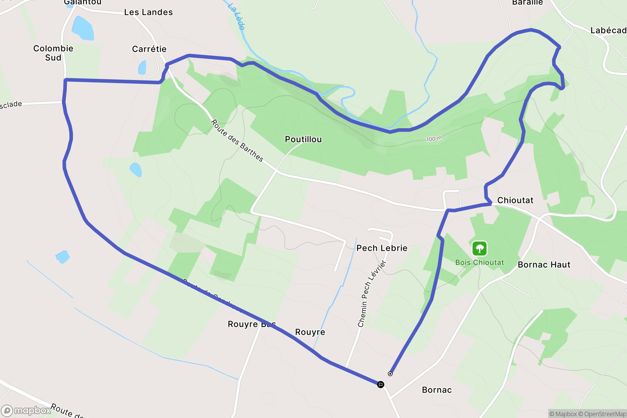 Lédat : carte du parcours de randonnée - France