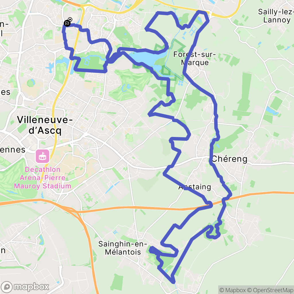 Villeneuve-d'Ascq : carte du parcours de randonnée - France