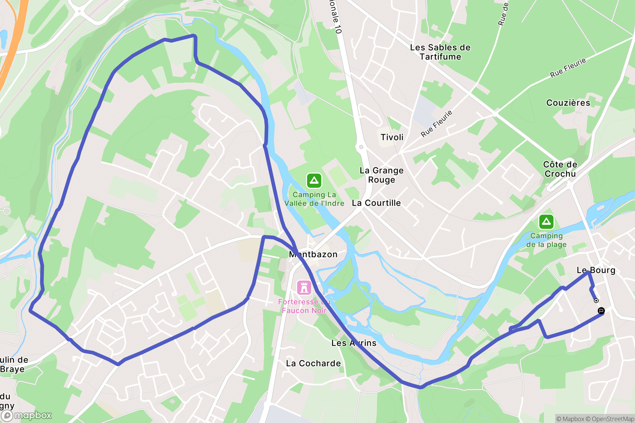 Veigné : carte du parcours de randonnée - France