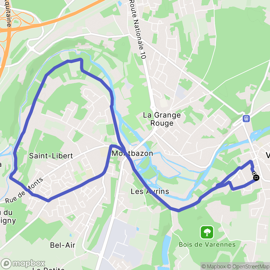 Veigné : carte du parcours de randonnée - France