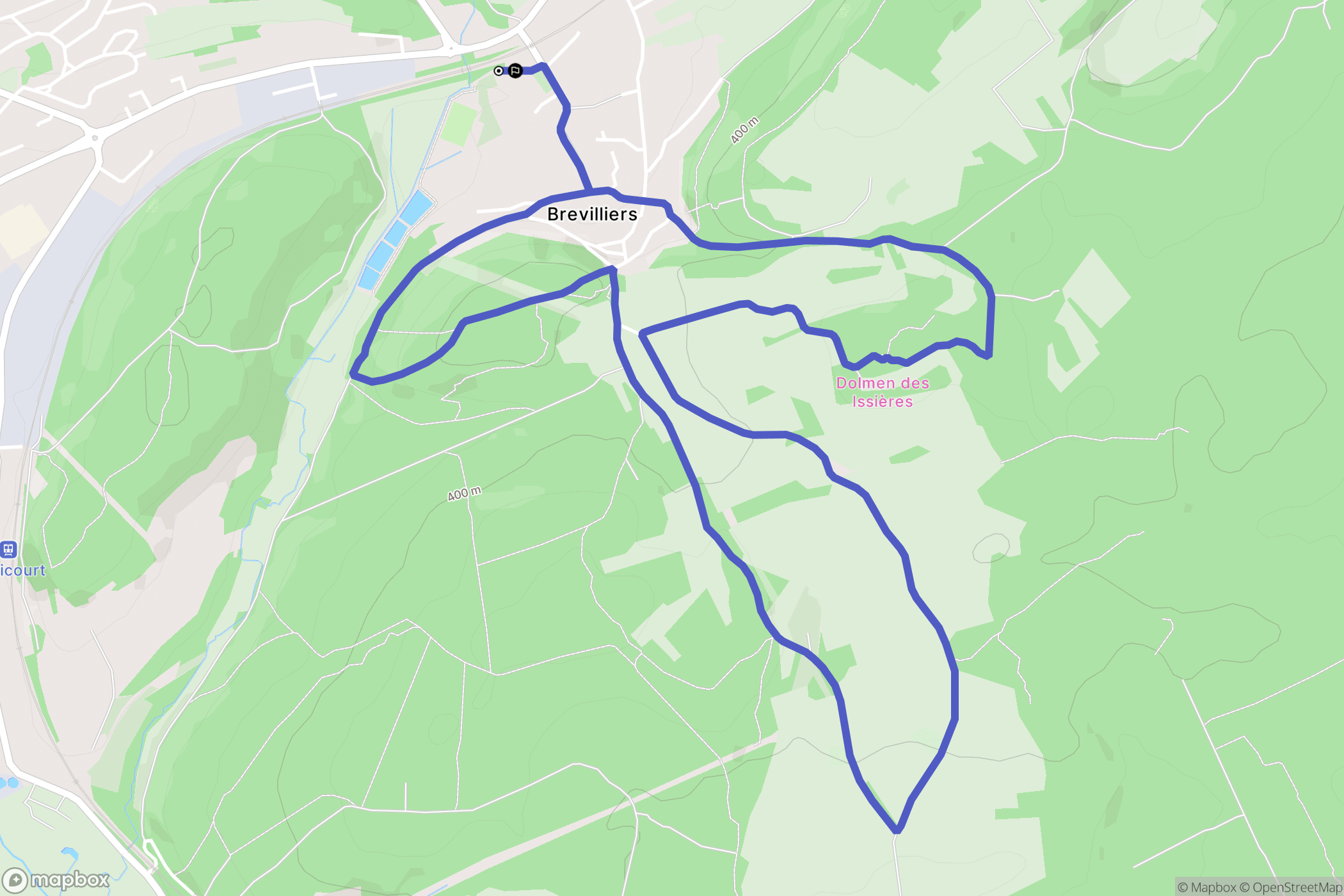 Brevilliers : carte du parcours de randonnée - France