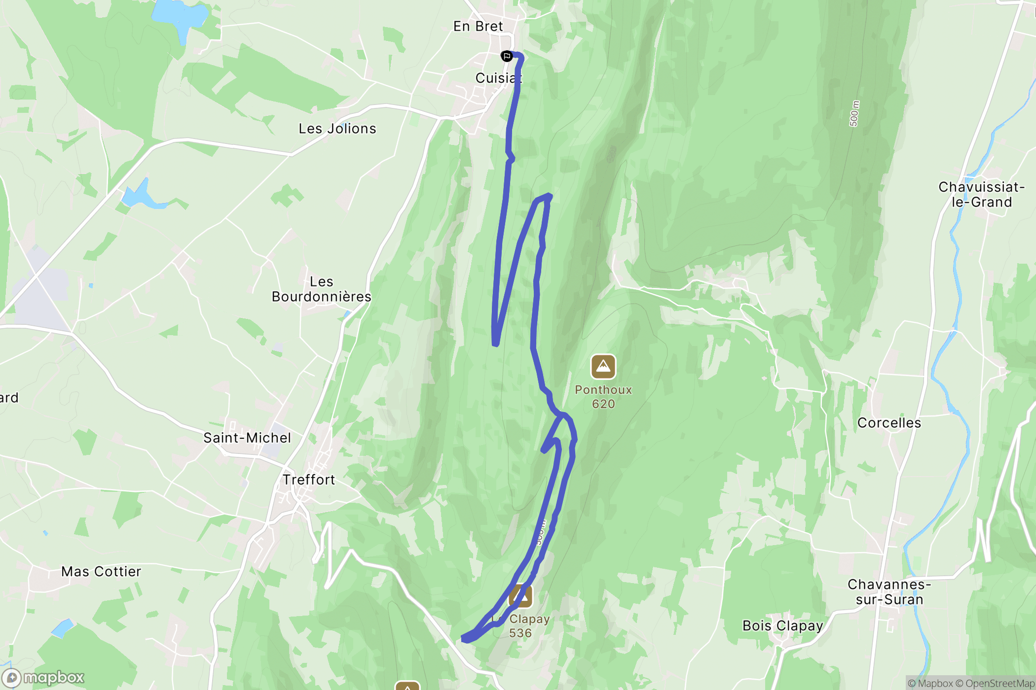 Cuisiat : carte du parcours de randonnée - France