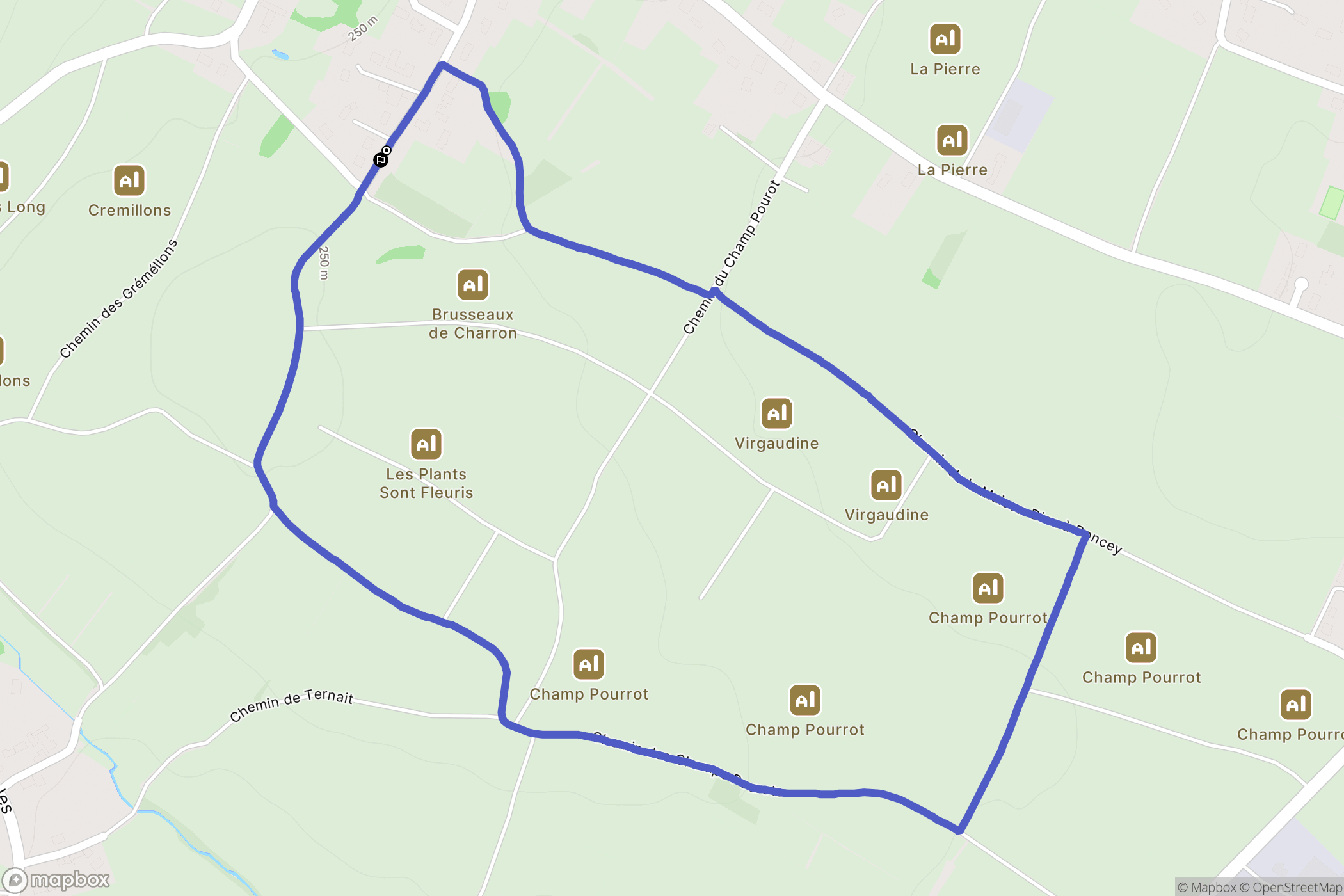 Givry : carte du parcours de randonnée - France