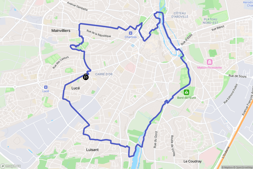 Lucé : carte du parcours de randonnée - France