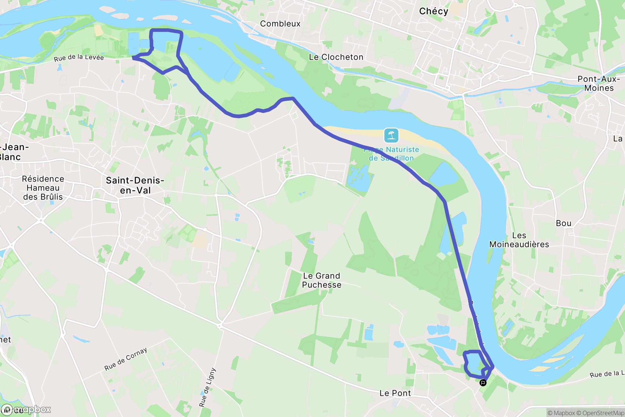 Sandillon : carte du parcours de randonnée - France