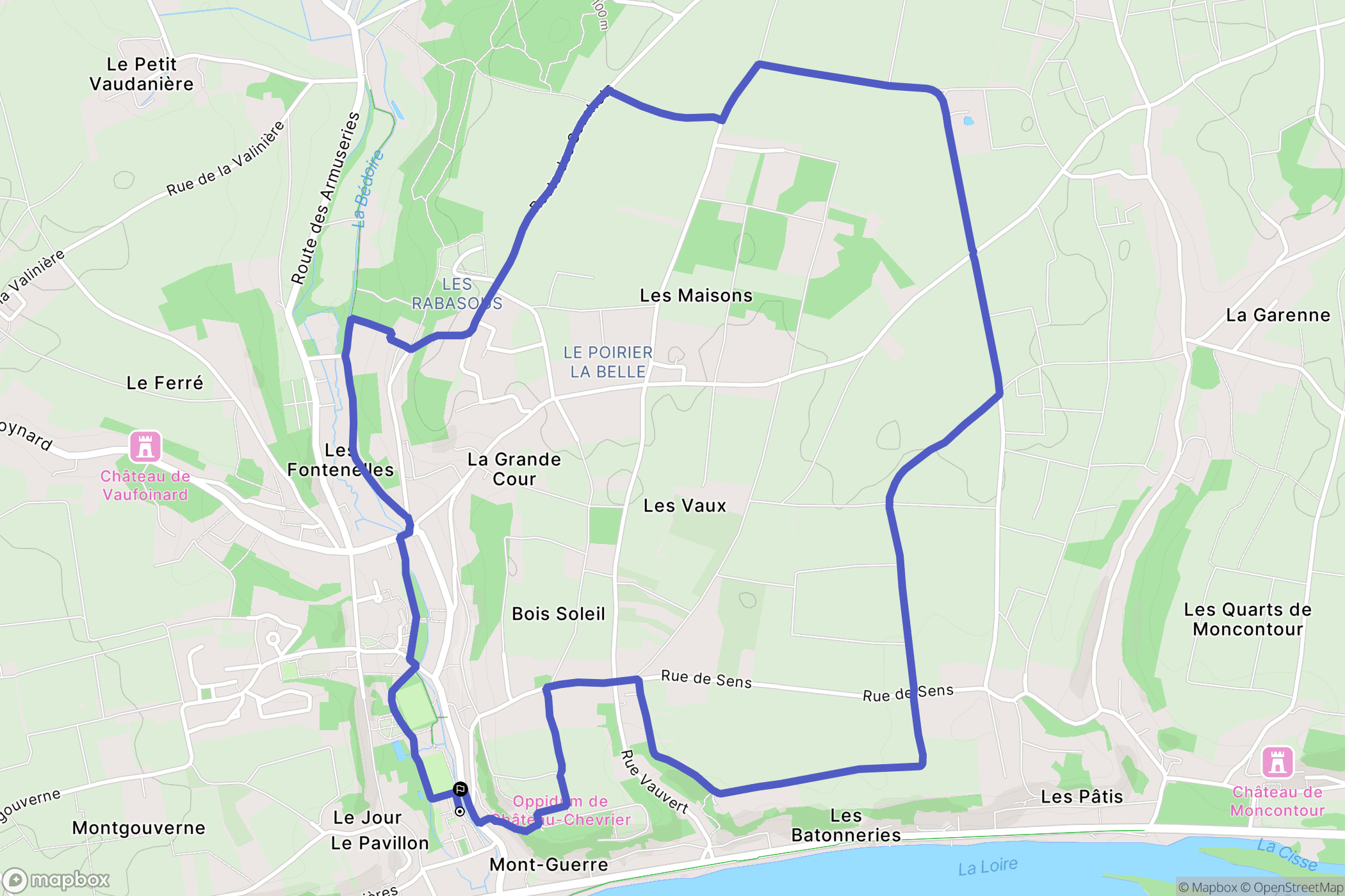 Rochecorbon : carte du parcours de randonnée - France