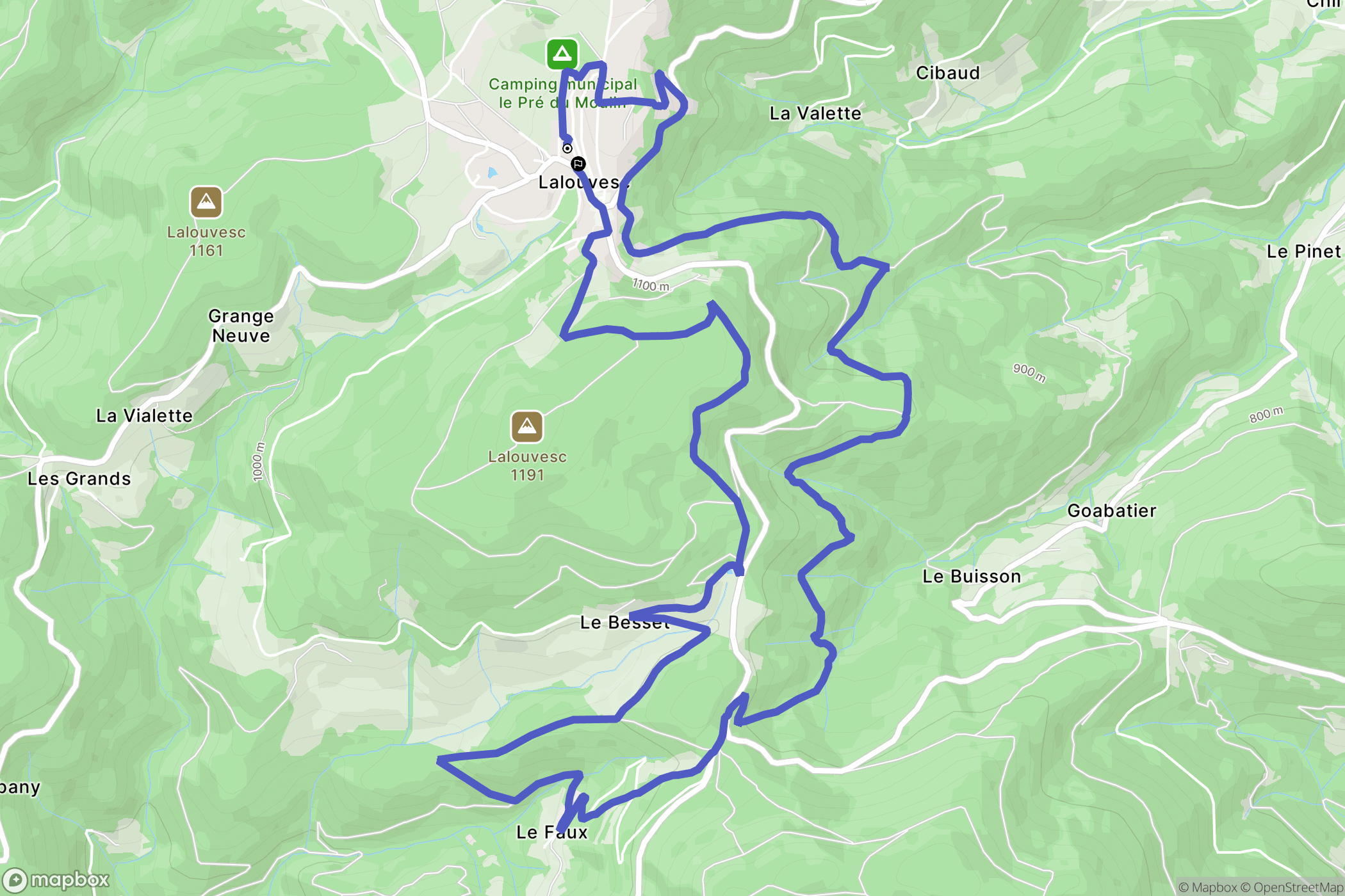 Lalouvesc : carte du parcours de randonnée - France