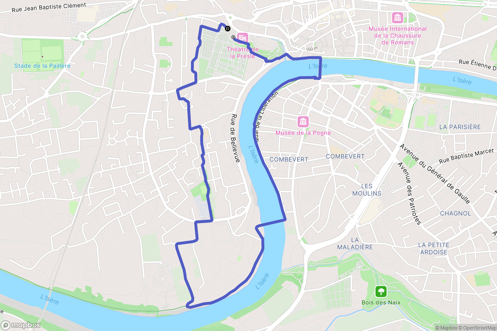 Bourg-de-Péage, Romans-sur-Isère : carte du parcours de randonnée - France