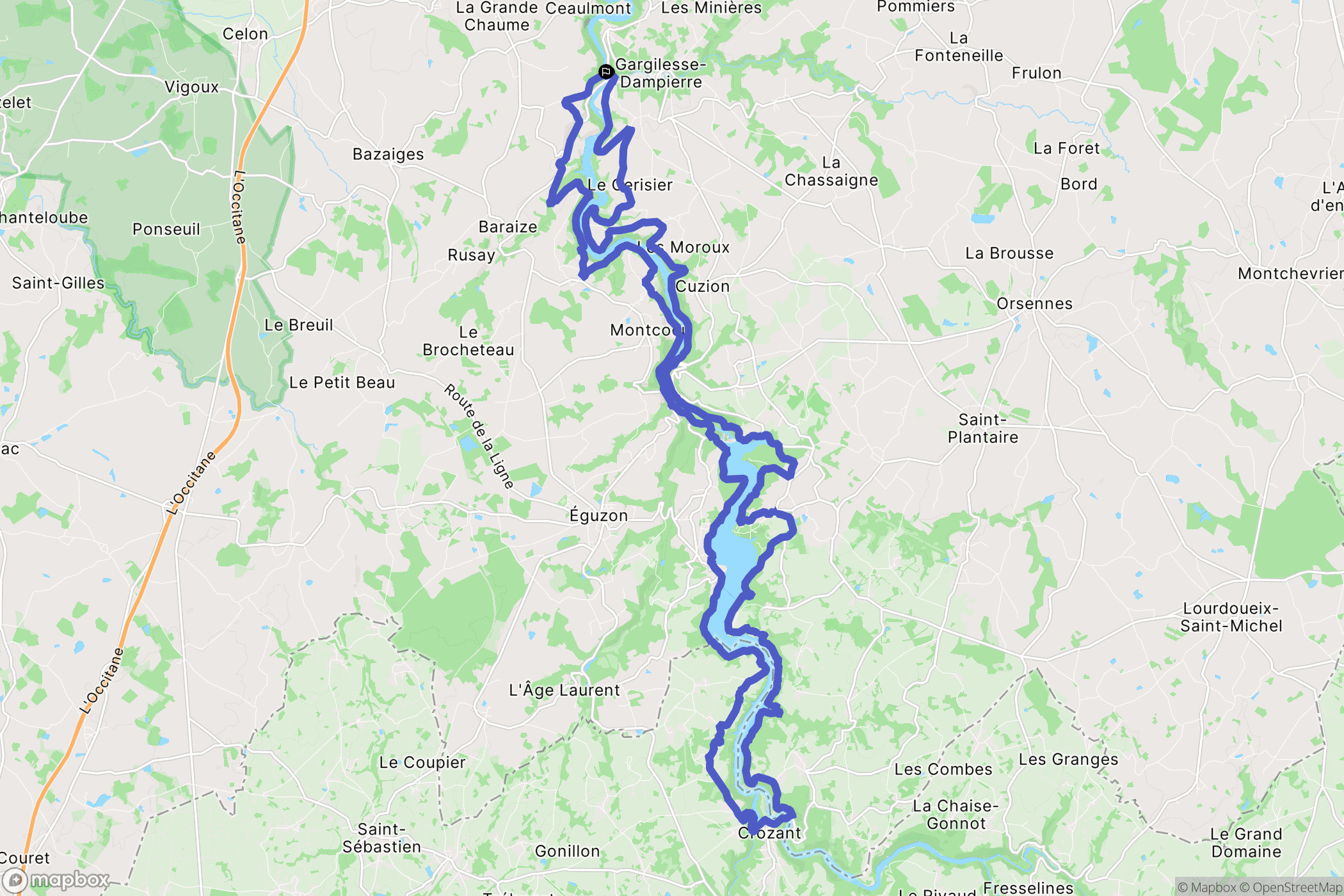 Gargilesse-Dampierre : carte du parcours de randonnée - France