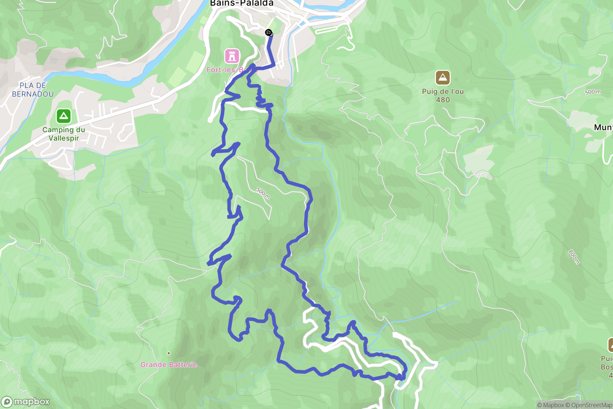 Amélie-les-Bains-Palalda : carte du parcours de randonnée - France